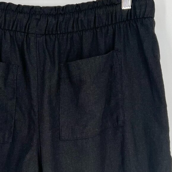 Gap Womens Linen Blend Pull On Shorts Size M Black Elastic Waist Pockets 4" - Picture 4 of 11
